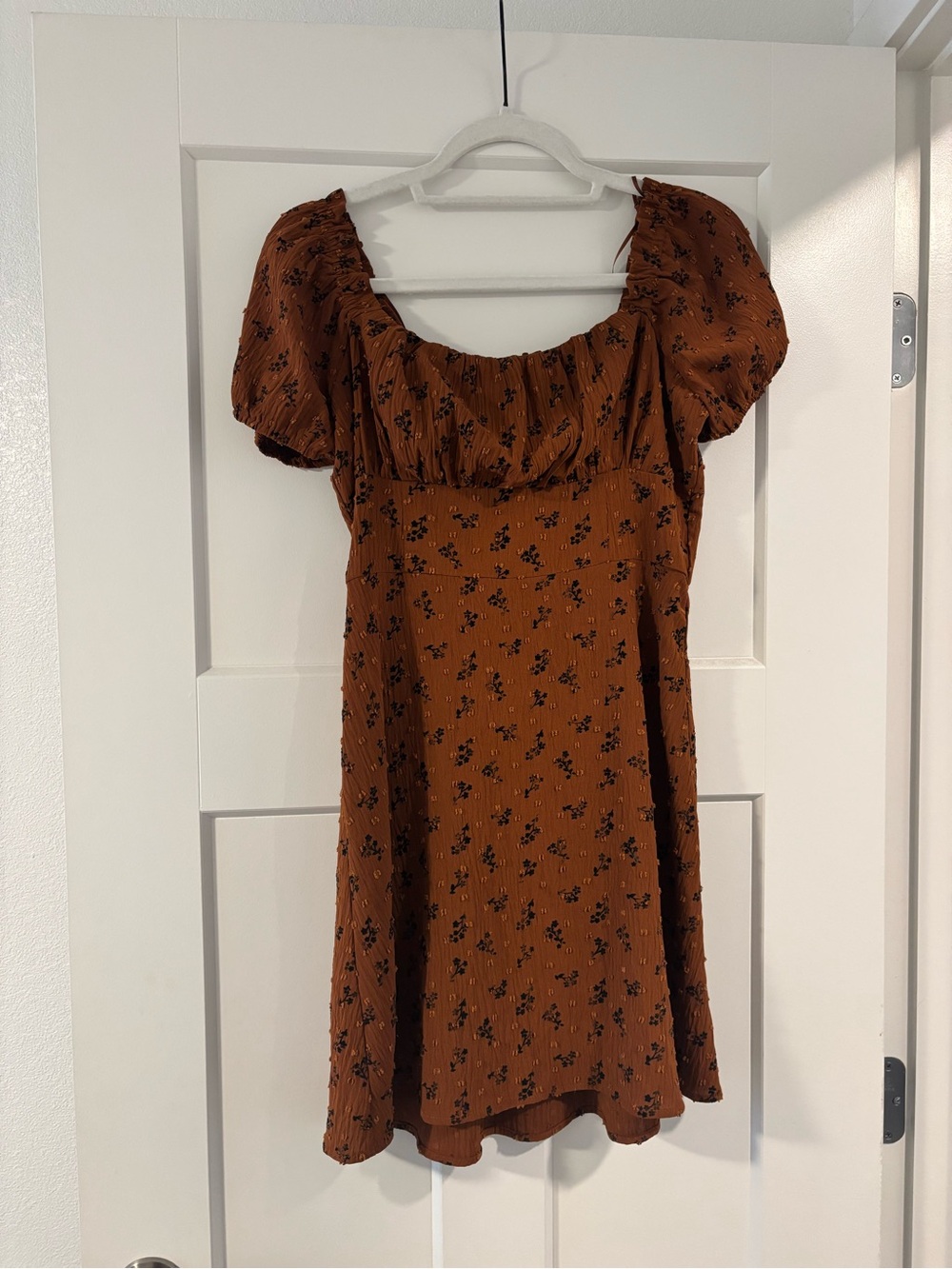 Dry Goods Rust Mini Dress with Black Floral Print